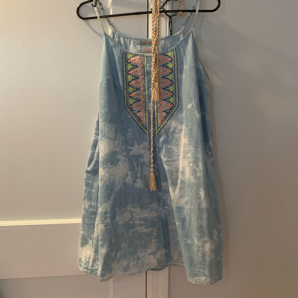Blue and white tie dye dress
